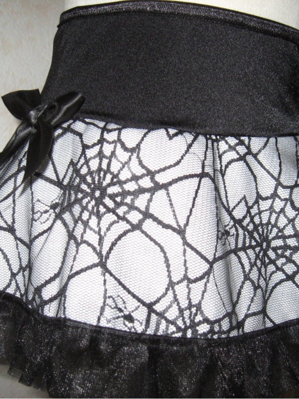 Y2K Whimsigoth emo white and black tulle fishnet spiderweb skirt
